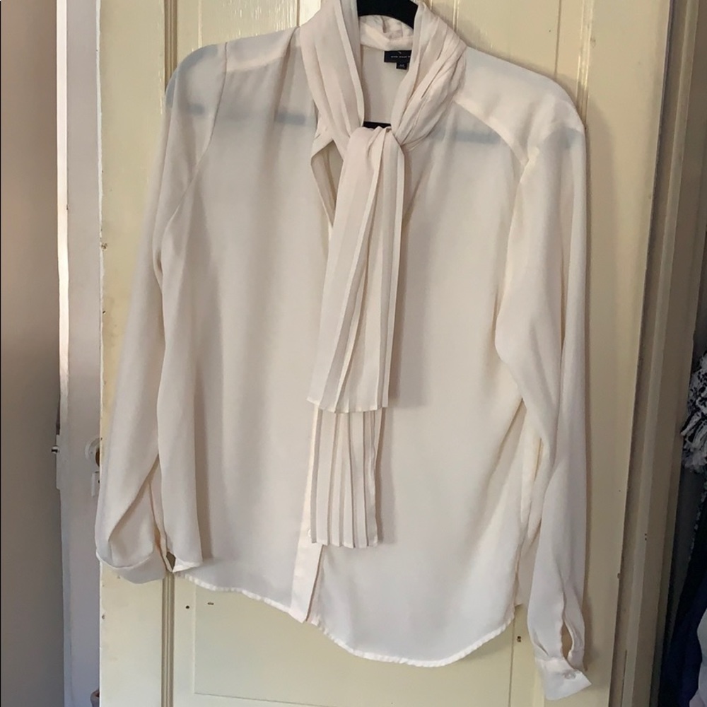 Cream Tie-neck Blouse